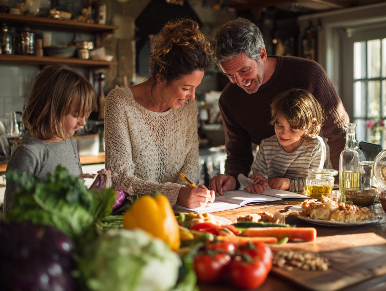 Сімейне планування здорового харчування з різноманітними продуктами